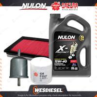 Oil Air Fuel Filter + 5L PM15W40 Oil Service Kit for Nissan Pulsar N15 II SSS 2L