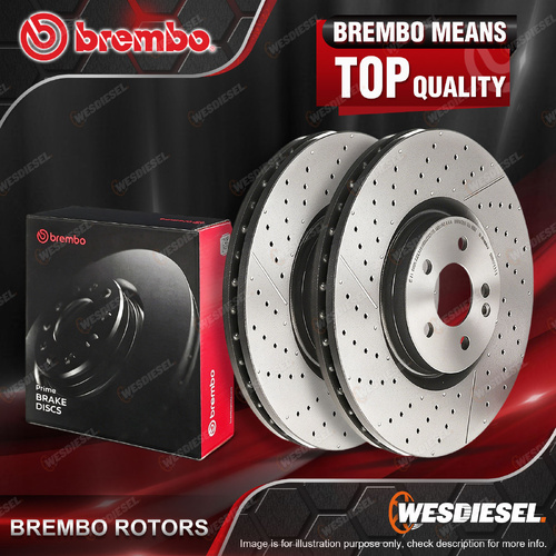 Pair Rear Brembo UV Coated Slotted & Drilled Disc Brake Rotors 09.B879.11