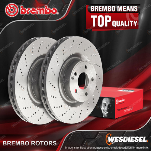 Pair Front Brembo UV Coated Drilled Ventilated Disc Brake Rotors 09.E137.11