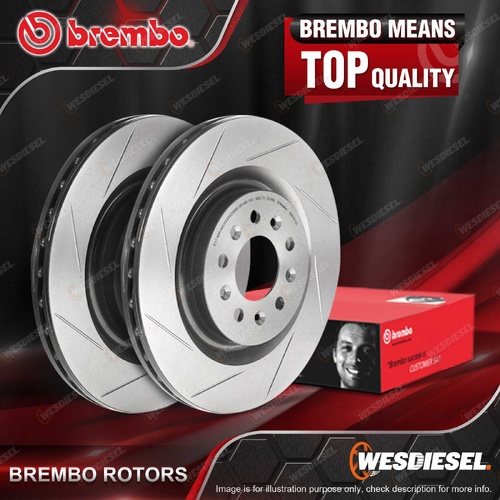 Pair Front Brembo UV Coated Slotted Ventilated Disc Brake Rotors 09.N246.21