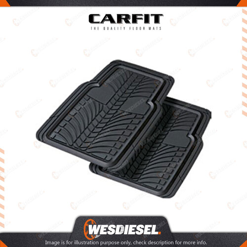 Carfit 3 Piece Set Tread Black Front Rubber Mats 74cm x 50cm Premium Quality