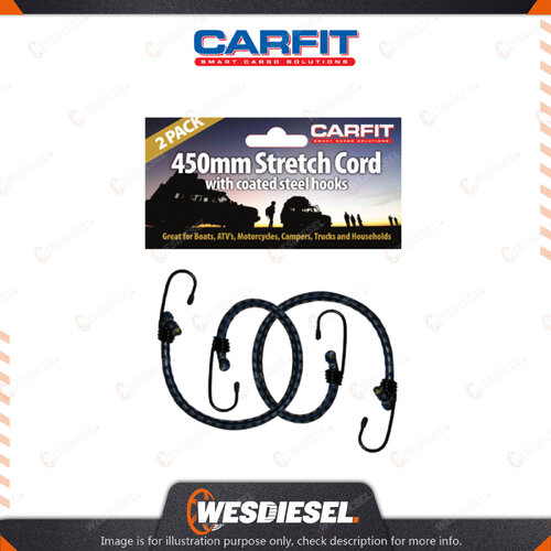 Carfit 450MM Heavy Duty Stretch Cord With Coated Steel Hooks Set Of 2