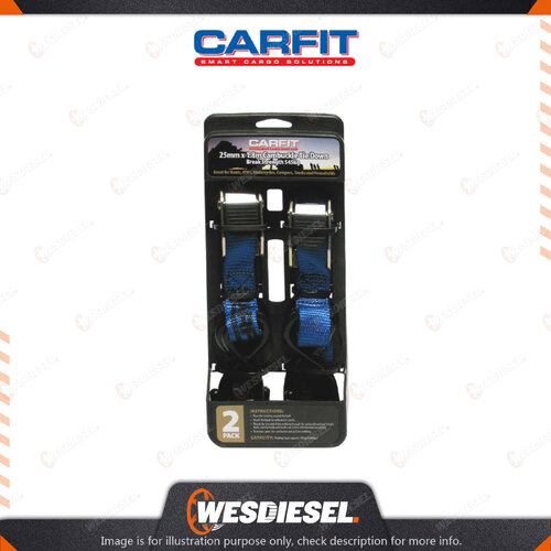 Carfit 25MM X 1.8M Cambuckle Tie Down Strap Set Of 2 - Blue Webbing