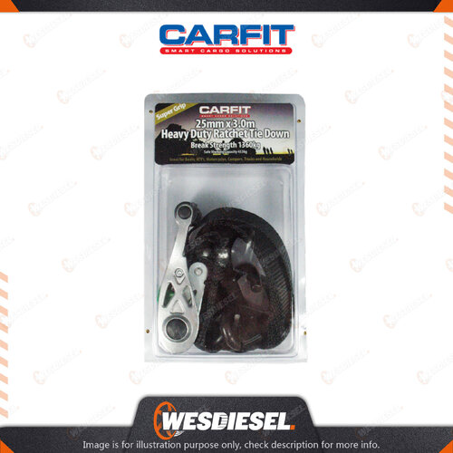 Carfit L-Shape Handle Heavy Duty Ratchet Tie Down 25mm X 3.0M Premium Quality
