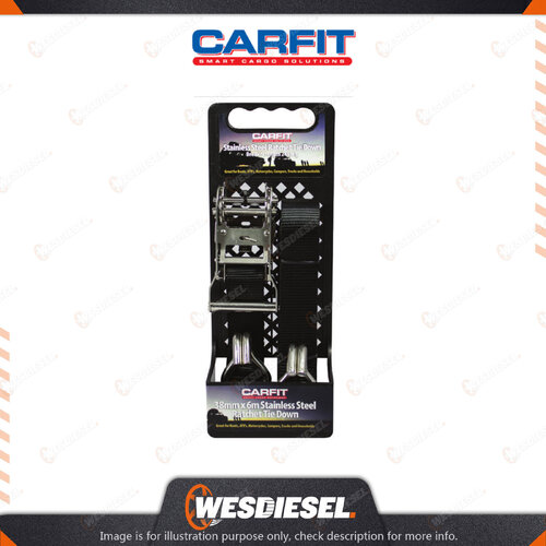 Carfit 38MM X 6M Heavy Duty Stainless Steel Ratchet Tie Down Single