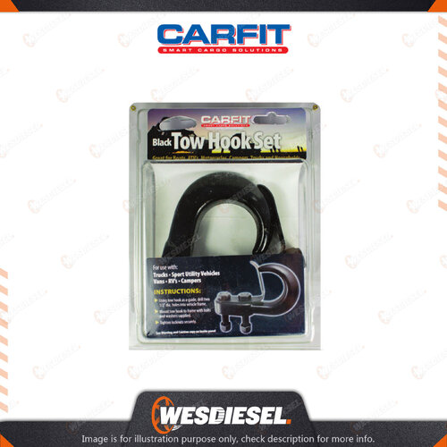 Carfit Black Tow Hook Set - 4,500kg Capacity - Extra Strong Drop Forged Hook