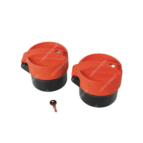 2 pcs of Rhino Rack Orange Conduit Locking End Caps 100mm/3.9inches