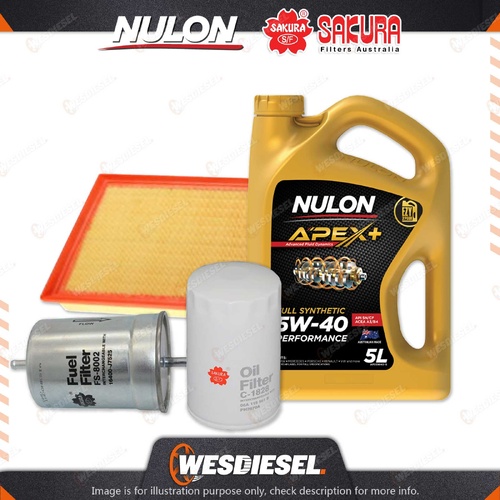 Oil Air Fuel Filter + 5L APX5W40 Oil Service Kit for Audi A4 B7 4cyl 1.8L 05-08