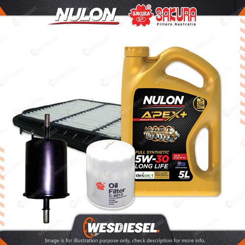 Oil Air Fuel Filter + 5L APX5W30D1 Oil Service Kit for Daewoo Lacetti J200 Ser