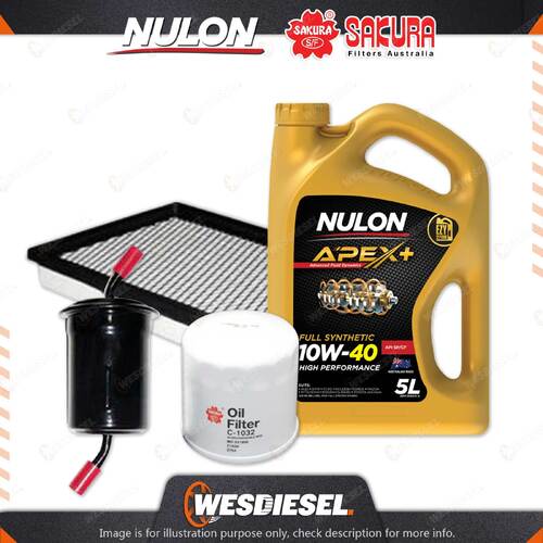 Oil Air Fuel Filter + 5L APX10W40 Service Kit for Ford Laser KF 4cyl 1.8L 90-91