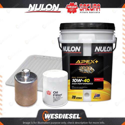 Oil Air Fuel Filter + 20L APX10W40 Service Kit for Ford Territory SX AWD 6cyl 4L