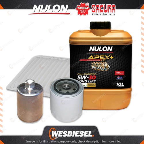 Oil Air Fuel Filter + 10L APX5W30D1 Service Kit for Ford Territory SY 2WD 4L