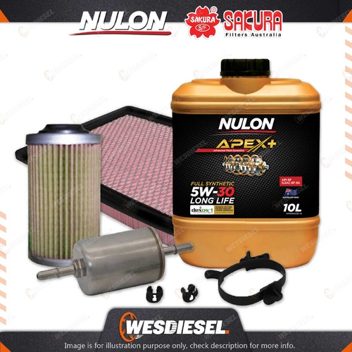 Oil Air Fuel Filter + 10L APX5W30D1 Service Kit for Holden Calais VZ V6 04-06