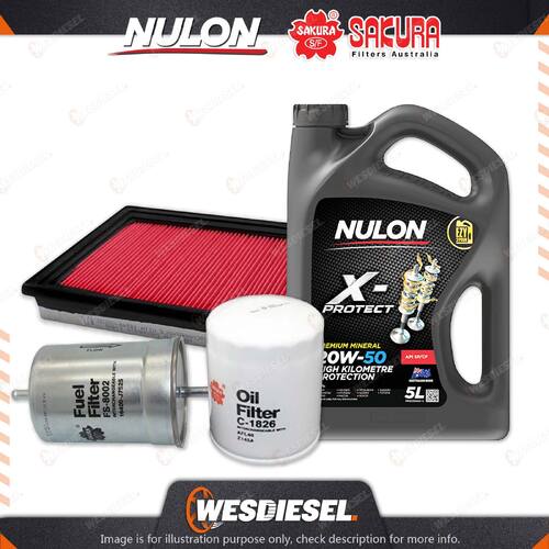 Oil Air Fuel Filter + 5L PRO20W50 Oil Service Kit for Holden Commodore VL 3L