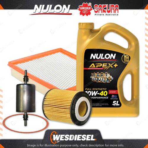 Oil Air Fuel Filter + 5L APX10W40 Service Kit for Holden Vectra ZC V6 3.2L 03-05