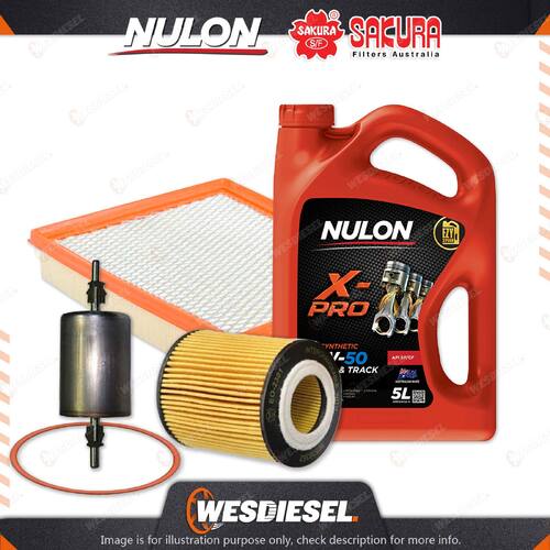 Oil Air Fuel Filter + 5L XPR15W50 Service Kit for Holden Vectra ZC V6 3.2L 03-05