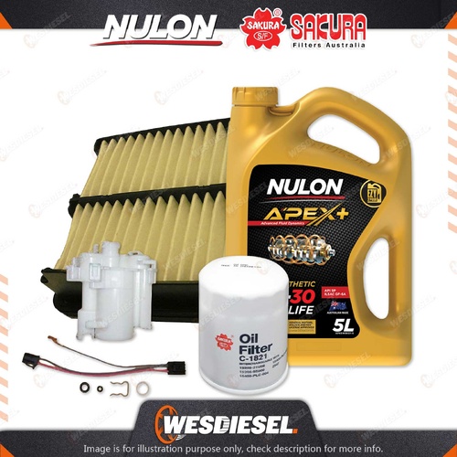 Oil Air Fuel Filter 5L APX5W30D1 Oil Service Kit for Honda City GM 1.5L 09-14