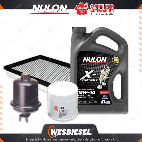 Oil Air Fuel Filter + 5L PRO15W40 Service Kit for Honda Civic EK 4cyl 1.6L 95-99