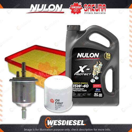 Oil Air Fuel Filter + 5L PRO15W40 Oil Service Kit for Hyundai Accent LC 4cyl 1.5