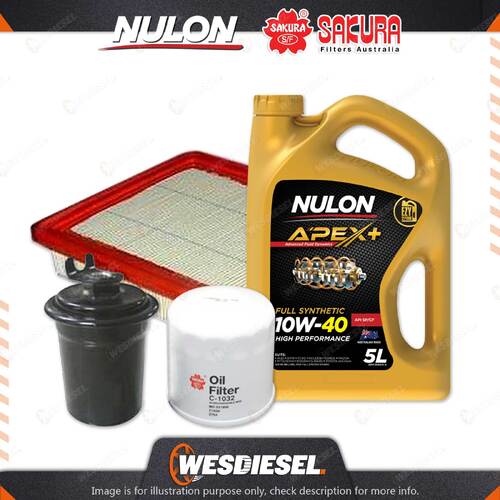 Oil Air Fuel Filter + 5L APX10W40 Oil Service Kit for Hyundai Excel X3 4cyl 1.5L