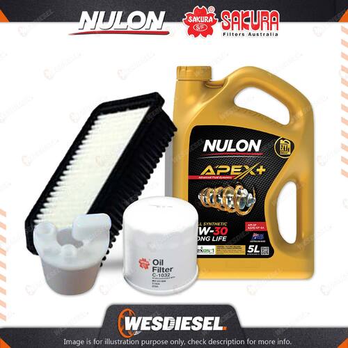 Oil Air Fuel Filter + 5L APX5W30D1 Service Kit for Hyundai I20 PB 4cyl 1.4 10-On