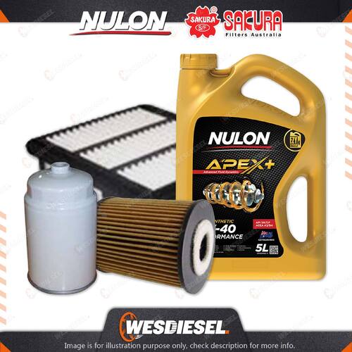 Oil Air Fuel Filter + 5L APX5W40 Service Kit for Hyundai I30 FD 4cyl 1.6L 08-12
