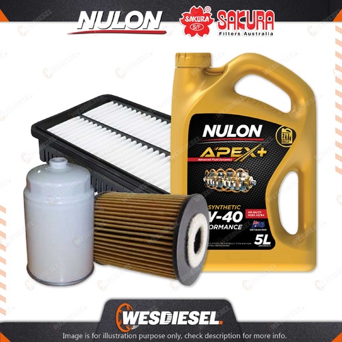 Oil Air Fuel Filter + 5L APX5W40 Service Kit for Hyundai I30 GD 4cyl 1.6L 12-On