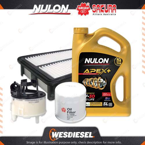 Oil Air Fuel Filter 5L APX5W30D1 Service Kit for Hyundai Ix35 LM 4cyl 2L 10-13