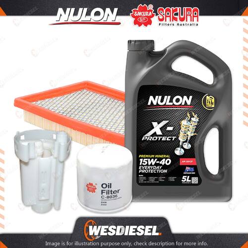 Oil Air Fuel Filter + 5L PRO15W40 Service Kit for Mazda 323 Protege BJ 4cyl 1.8L