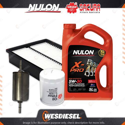 Oil Air Fuel Filter + 5L XPR5W30 Service Kit for Mazda Mazda 3 BK 4cyl 2L 04-09
