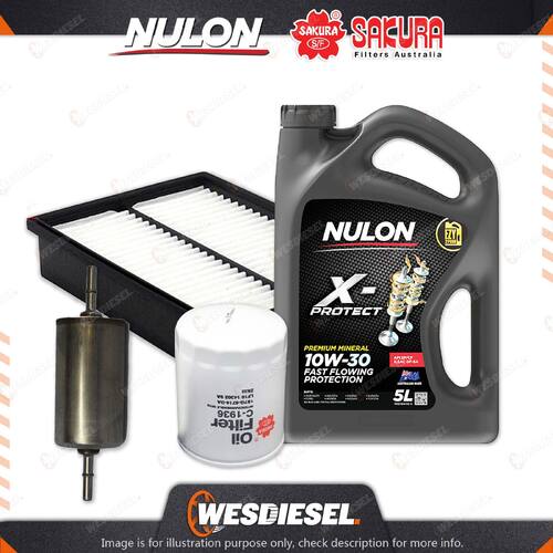 Oil Air Fuel Filter + 5L PRO10W30 Service Kit for Mazda Mazda 3 BK 4cyl 2L 04-09