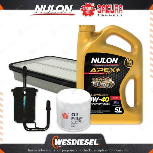 Oil Air Fuel Filter + 5L APX10W40 Service Kit for Mazda Mx-5 NB 4cyl 1.8L 02-02