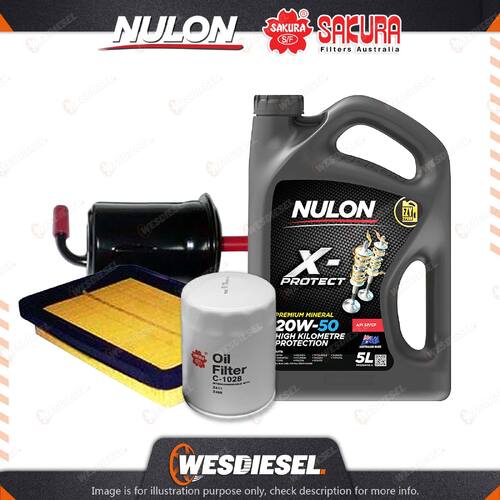 Oil Air Fuel Filter + 5L PRO20W50 Oil Service Kit for Mazda Mx-6 GE V6 2.5 91-97