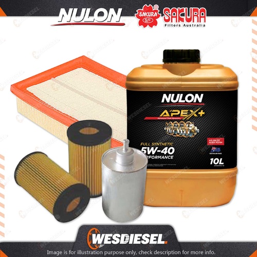 Oil Air Fuel Filter + 10L APX5W40 Oil Service Kit for Mercedes Benz Clk320 C209