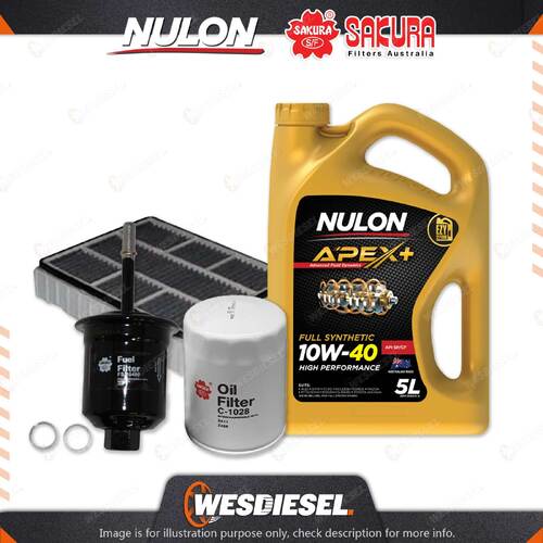 Oil Air Fuel Filter 5L APX10W40 Oil Service Kit for Mitsubishi Magna TL AWD 3.5L