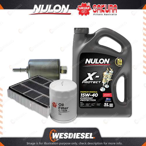 Oil Air Fuel Filter + 5L PRO15W40 Oil Service Kit for Mitsubishi Verada KJ 3.5L