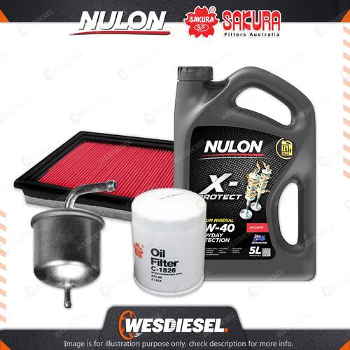 Oil Air Fuel Filter 5L PRO15W40 Oil Service Kit for Nissan Bluebird U13 4cyl 2.4