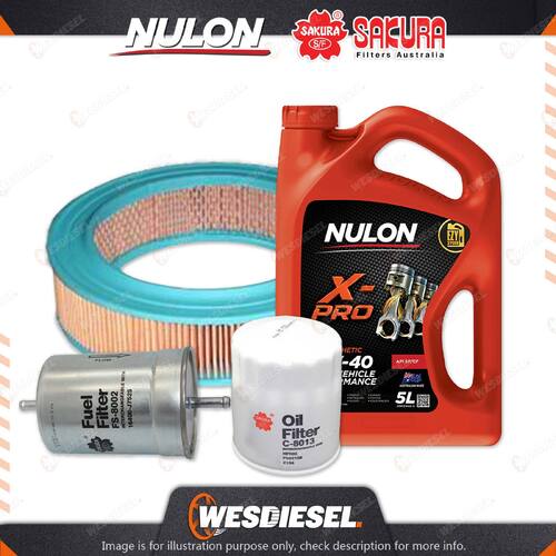 Oil Air Fuel Filter + 5L XPR15W40 Oil Service Kit for Nissan Pulsar N13 SPFi 1.6