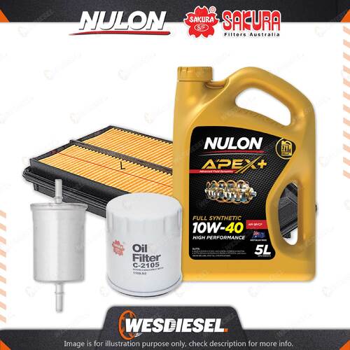 Oil Air Fuel Filter + 5L APX10W40 Service Kit for Peugeot 206 GTI 4cyl 2L 99-06