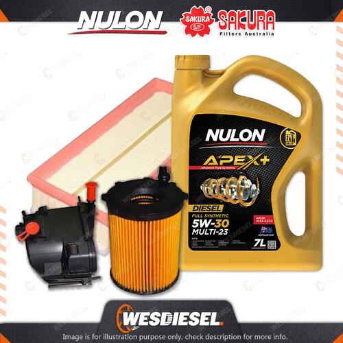 Oil Air Fuel Filter + 7L APX5W30C23 Oil Service Kit for Peugeot 308 T7 HDI 1.6L