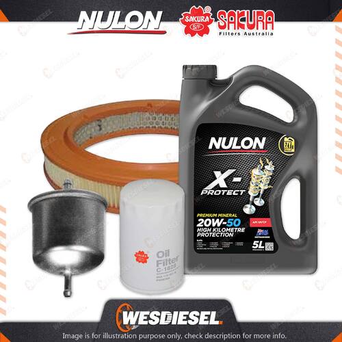 Oil Air Fuel Filter + 5L PRO20W50 Service Kit for Seat Ibiza CLX 4cyl 1.4L 95-97