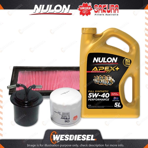 Oil Air Fuel Filter 5L APX5W40 Oil Service Kit for Subaru Forester SF5 2L 99-00