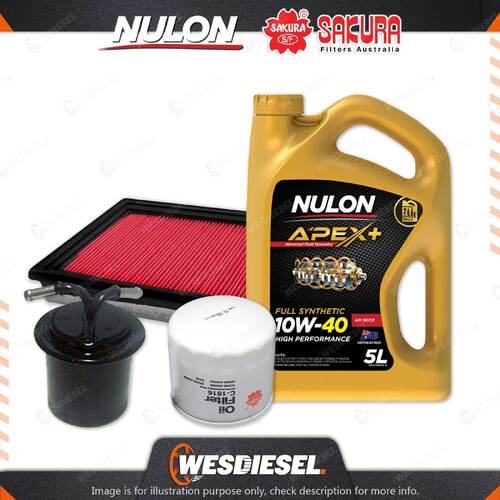 Oil Air Fuel Filter 5L APX10W40 Oil Service Kit for Subaru Forester SF5 2L 97-02