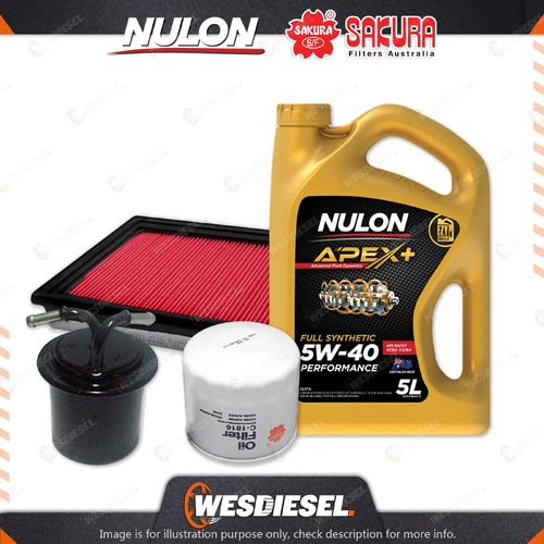 Oil Air Fuel Filter 5L APX5W40 Oil Service Kit for Subaru Impreza GDB WRX STI 2L