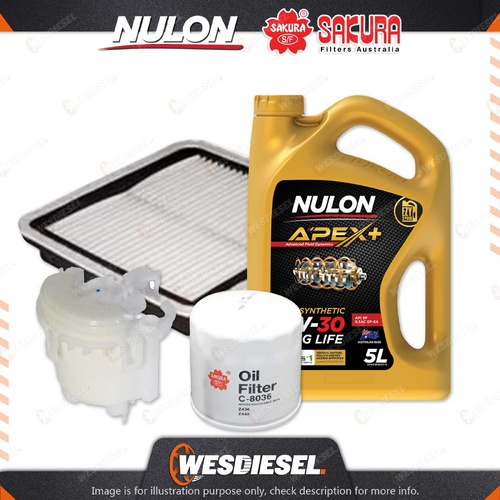 Oil Air Fuel Filter + 5L APX5W30D1 Service Kit for Subaru Liberty GEN 5 2.5T 2.5