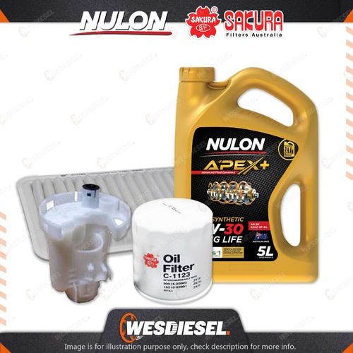 Oil Air Fuel Filter + 5L APX5W30D1 Service Kit for Toyota Camry MCV36R 3L 02-06