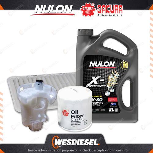 Oil Air Fuel Filter + 5L PRO10W30 Service Kit for Toyota Camry MCV36R 3L 02-06