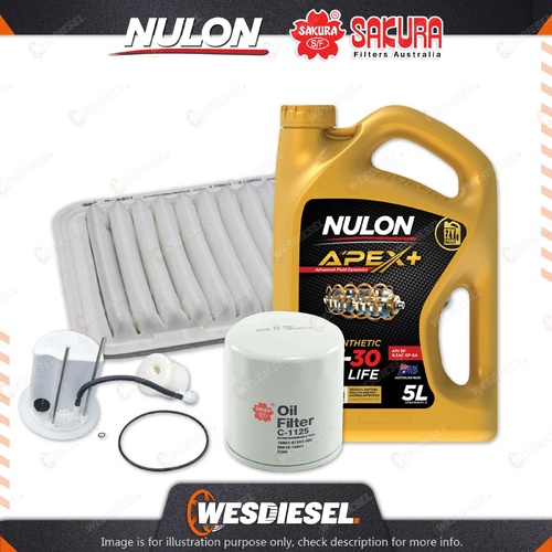 Oil Air Fuel Filter 5L APX5W30D1 Oil Service Kit for Toyota Yaris NCP90R 1.3L