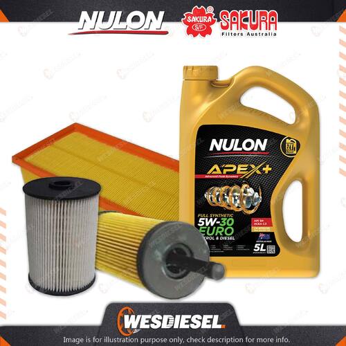 Oil Air Fuel Filter 5L APX5W30C3 Oil Service Kit for Volkswagen Golf Mk V TDI 2L