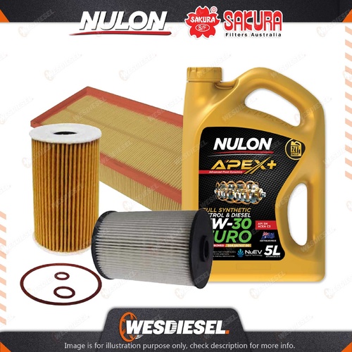 Oil Air Fuel Filter+5L APX5W30C3 Service Kit for Volkswagen Jetta 1K 103 TDI 2L